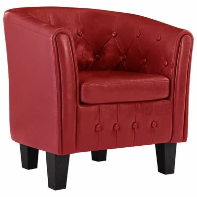 VidaXL Fauteuil Rouge Similicuir 3 VidaXL Fauteuil Rouge Similicuir