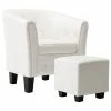 VidaXL Fauteuil avec repose-pied Blanc Similicuir -Fauteuils Soldes image 2 248048