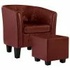 VidaXL Fauteuil avec repose-pied Rouge bordeaux Similicuir