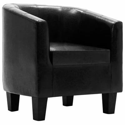 VidaXL Fauteuil Noir Similicuir 3 VidaXL Fauteuil Noir Similicuir