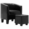 VidaXL Fauteuil avec repose-pied Noir Similicuir