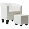 VidaXL Fauteuil avec repose-pied Blanc Similicuir 2 VidaXL Fauteuil avec repose-pied Blanc Similicuir -Fauteuils Soldes image 2 248060