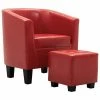 VidaXL Fauteuil avec repose-pied Rouge Similicuir -Fauteuils Soldes image 2 248062