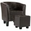 VidaXL Fauteuil avec repose-pied Marron Similicuir