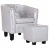 VidaXL Fauteuil avec repose-pied Argenté brillant Similicuir 2 VidaXL Fauteuil avec repose-pied Argenté brillant Similicuir -Fauteuils Soldes image 2 248066