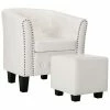 VidaXL Fauteuil avec repose-pied Blanc Similicuir -Fauteuils Soldes image 2 248068
