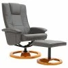 VidaXL Fauteuil TV pivotant avec repose-pied Gris Similicuir 1 VidaXL Fauteuil TV pivotant avec repose-pied Gris Similicuir -Fauteuils Soldes image 2 248440