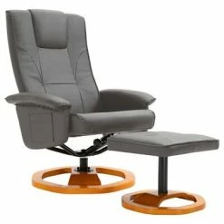 VidaXL Fauteuil TV pivotant avec repose-pied Gris Similicuir