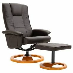 VidaXL Fauteuil TV pivotant avec repose-pied Marron Similicuir