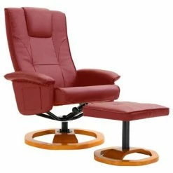 VidaXL Fauteuil TV pivotant avec repose-pied Rouge bordeaux Similicuir