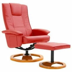 VidaXL Fauteuil TV pivotant avec repose-pied Rouge Similicuir