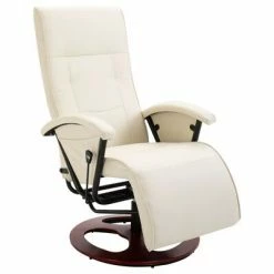 VidaXL Fauteuil TV pivotant Crème Similicuir