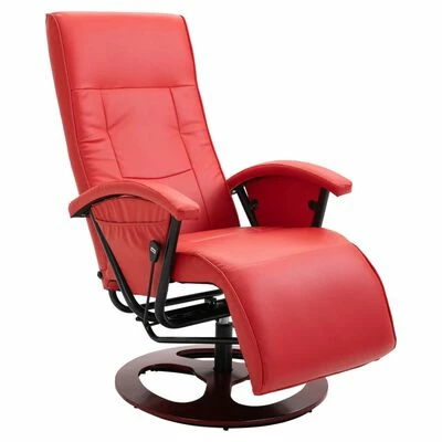 VidaXL Fauteuil TV pivotant Rouge Similicuir 3 VidaXL Fauteuil TV pivotant Rouge Similicuir