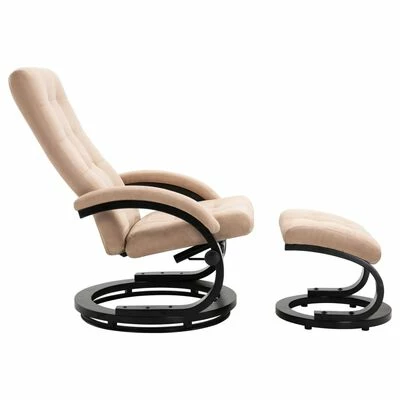 VidaXL Fauteuil inclinable avec repose-pieds Crème Tissu en daim 4 VidaXL Fauteuil inclinable avec repose-pieds Crème Tissu en daim – Image 2