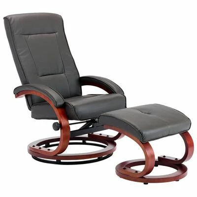 VidaXL Fauteuil inclinable avec repose-pied Gris Similicuir 3 VidaXL Fauteuil inclinable avec repose-pied Gris Similicuir
