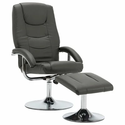 VidaXL Fauteuil inclinable avec repose-pied Gris Similicuir 3 VidaXL Fauteuil inclinable avec repose-pied Gris Similicuir