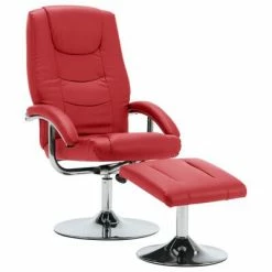 VidaXL Fauteuil inclinable avec repose-pied Rouge Similicuir