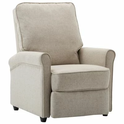VidaXL Fauteuil inclinable TV Crème Tissu 3 VidaXL Fauteuil inclinable TV Crème Tissu