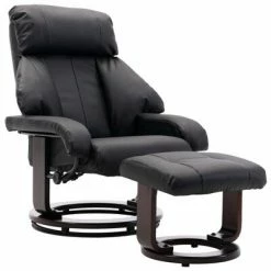 VidaXL Fauteuil TV avec repose-pied Noir Similicuir