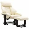 VidaXL Fauteuil TV avec repose-pied Blanc crème Similicuir