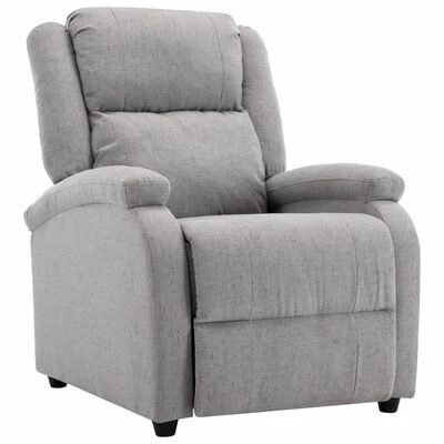 VidaXL Fauteuil inclinable TV Gris clair Tissu 3 VidaXL Fauteuil inclinable TV Gris clair Tissu