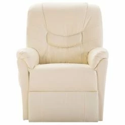 VidaXL Chaise inclinable Crème Similicuir -Fauteuils Soldes image 2 248979