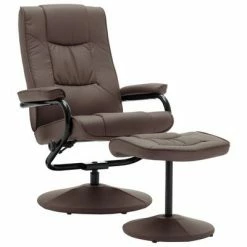 VidaXL Fauteuil TV avec repose-pied Marron Similicuir