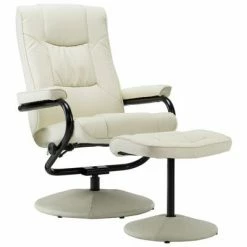 VidaXL Fauteuil TV avec repose-pied Crème Similicuir