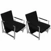 VidaXL Fauteuils 2 pcs avec cadre chromé Noir Similicuir