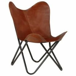 VidaXL Chaises papillon 2 pcs Marron Taille d'enfants Cuir véritable -Fauteuils Soldes image 2 279524