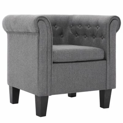 VidaXL Fauteuil avec coussin Gris clair Tissu 3 VidaXL Fauteuil avec coussin Gris clair Tissu