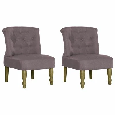 VidaXL Chaises françaises 2 pcs Taupe Tissu 3 VidaXL Chaises françaises 2 pcs Taupe Tissu