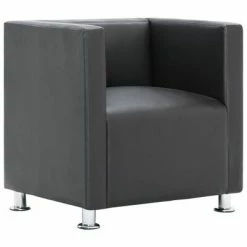 VidaXL Fauteuil cube Gris Similicuir