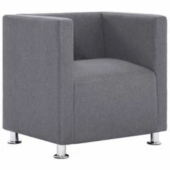 VidaXL Fauteuil cube Gris clair Tissu