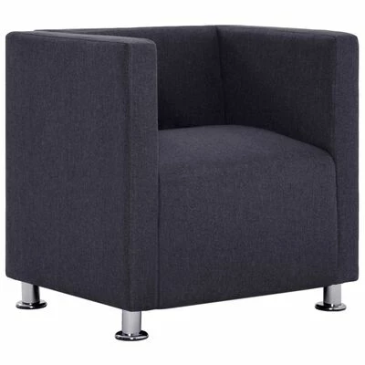 VidaXL Fauteuil cube Gris foncé Tissu 3 VidaXL Fauteuil cube Gris foncé Tissu