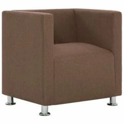 VidaXL Fauteuil cube Marron Tissu