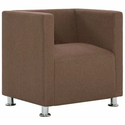 VidaXL Fauteuil cube Marron Tissu 3 VidaXL Fauteuil cube Marron Tissu