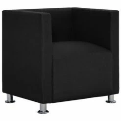 VidaXL Fauteuil cube Noir Tissu