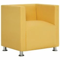 VidaXL Fauteuil cube Jaune Tissu