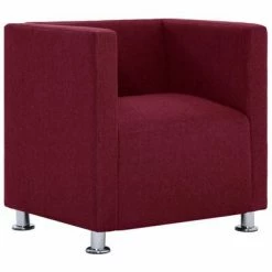 VidaXL Fauteuil cube Rouge bordeaux Tissu