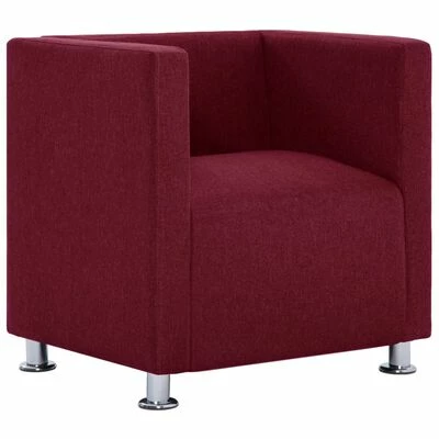 VidaXL Fauteuil cube Rouge bordeaux Tissu 3 VidaXL Fauteuil cube Rouge bordeaux Tissu