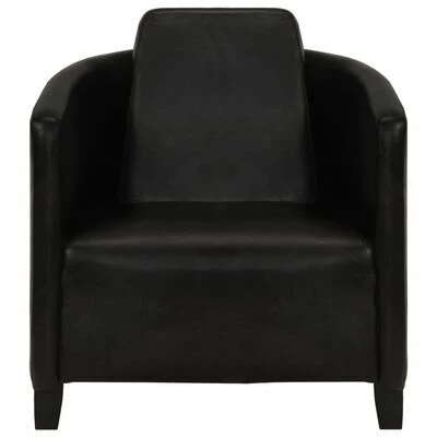 VidaXL Fauteuil Noir Cuir véritable 4 VidaXL Fauteuil Noir Cuir véritable – Image 2