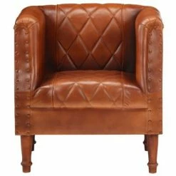 VidaXL Fauteuil Marron Cuir véritable de chèvre -Fauteuils Soldes image 2 286616