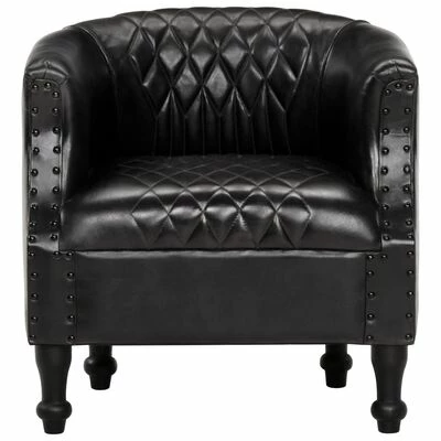 VidaXL Fauteuil tube Noir 62x58x65 cm Cuir véritable 4 VidaXL Fauteuil tube Noir 62x58x65 cm Cuir véritable – Image 2