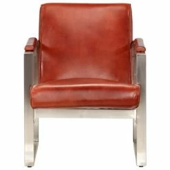 VidaXL Fauteuil tube Marron 60x73x77 cm Cuir véritable -Fauteuils Soldes image 2 286946