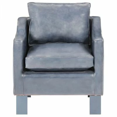 VidaXL Fauteuil Gris Cuir véritable 4 VidaXL Fauteuil Gris Cuir véritable – Image 2