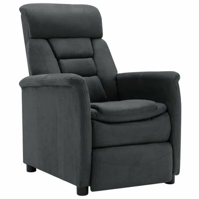 VidaXL Fauteuil inclinable Gris foncé Similicuir daim 3 VidaXL Fauteuil inclinable Gris foncé Similicuir daim