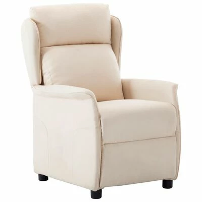 VidaXL Fauteuil inclinable Crème Tissu 3 VidaXL Fauteuil inclinable Crème Tissu