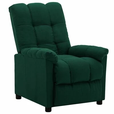 VidaXL Fauteuil inclinable Vert foncé Tissu 3 VidaXL Fauteuil inclinable Vert foncé Tissu