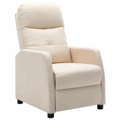 VidaXL Fauteuil inclinable Crème Tissu 3 VidaXL Fauteuil inclinable Crème Tissu